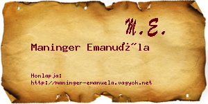 Maninger Emanuéla névjegykártya